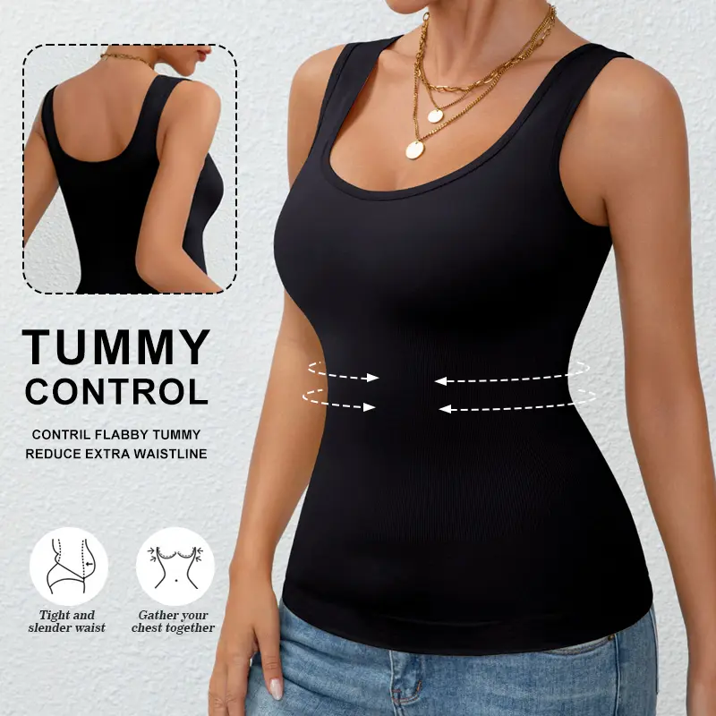 Women Tummy Control Shapewear Tank Tops Vest Seamless  Smooth Compression Tops Slimming Body Shaper Camisole for Workout & Everyday Wear - Casual & Workout Womenswear