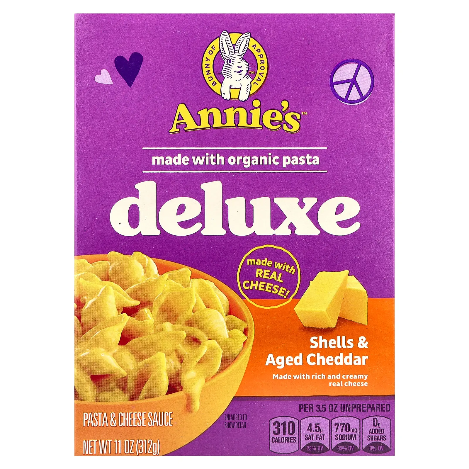 Annie's Homegrown Deluxe Shells & Aged Cheddar, 11 oz (312 g)