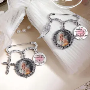 Personalized Memorial Photo Lapel Pin, In Loving Memory Brooch, Custom Wedding Photo Charm Pin, Sentimental Keepsake Gift for Family Loved Ones