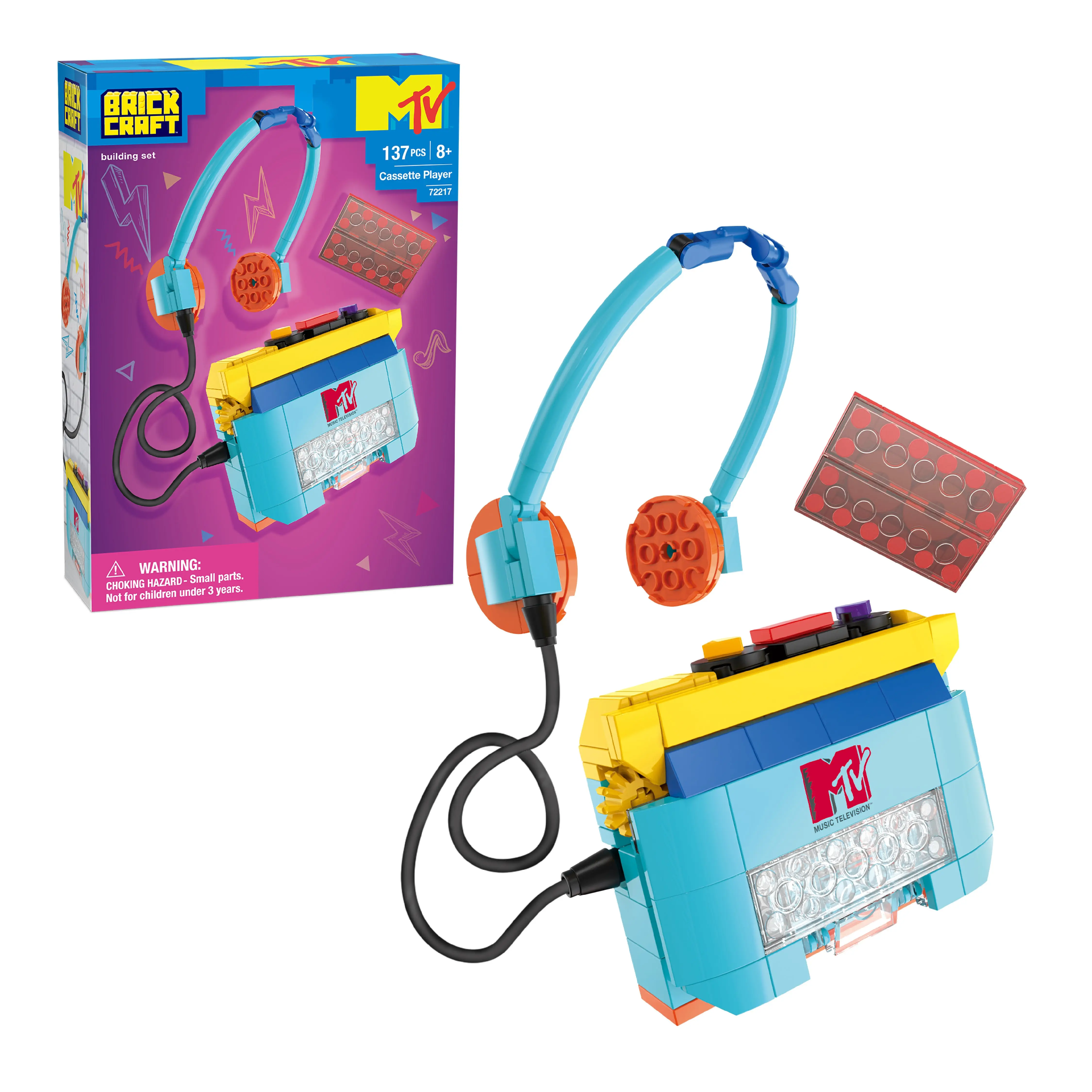 Brickcraft MTV Cassette Player Building Set, 137-Piece Retro Music Model Kit for Kids & Adults 8+