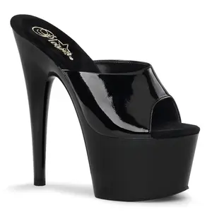 ADORE-701 Black Heeled Women's Shoes with Black Patent Finish, Stylish Footwear for Elegant Women