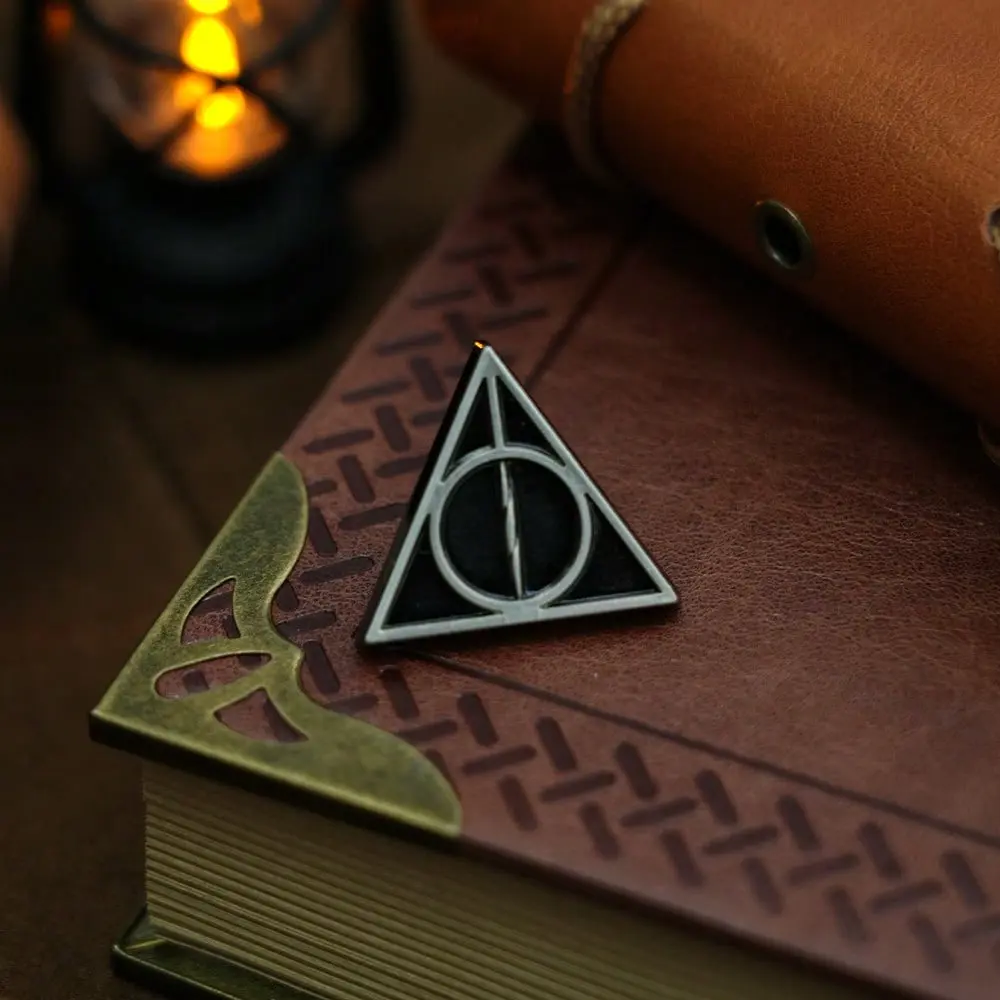 1PC Harry Potter Officially Licensed Deathly Hallows Collector's Edition Pewter Lapel Pin Silver Enamel Metal Brooch for Clothes/Backpack Birthday Gifts Accessories Enamel Lapel Pins