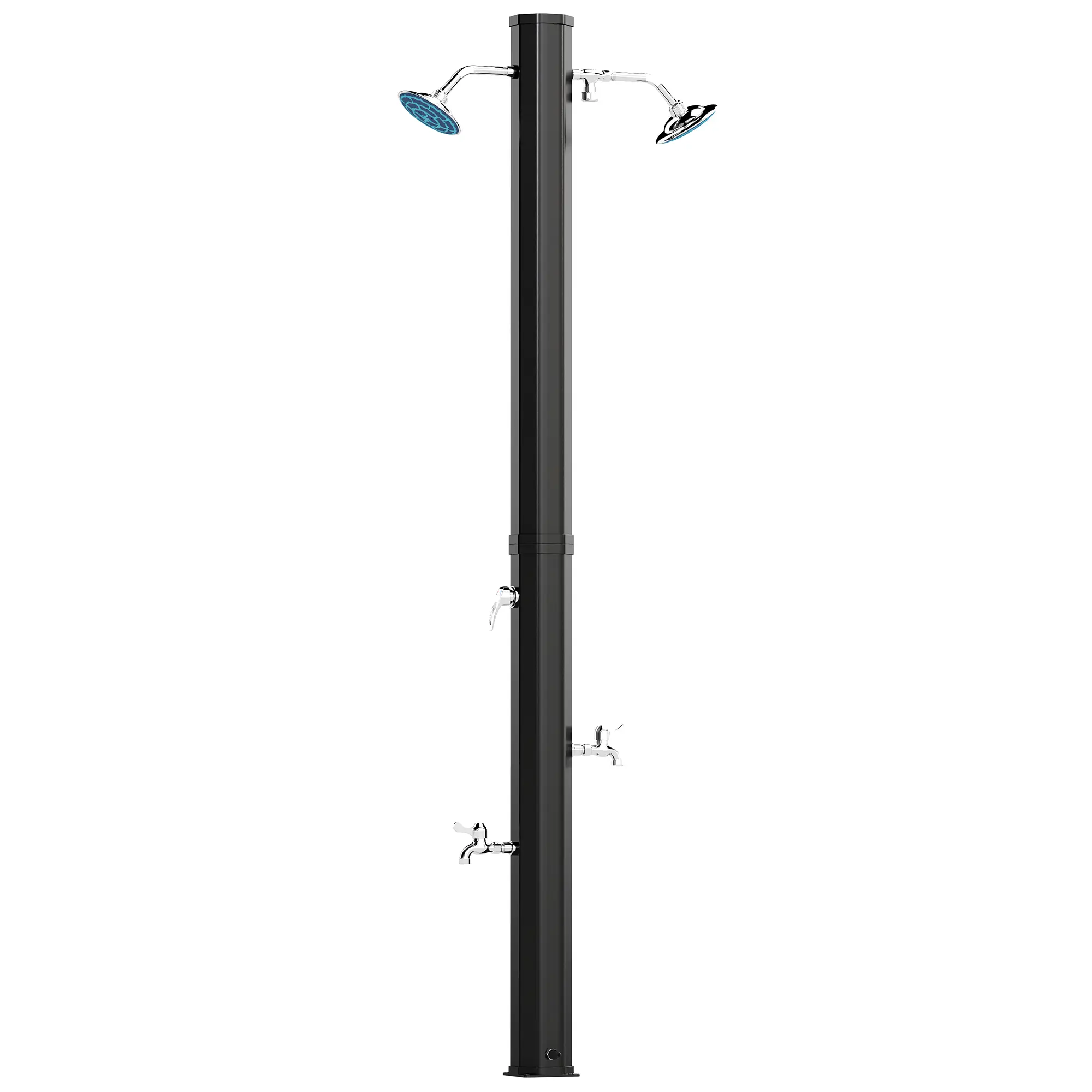Outsunny 7.1FT Slolar Heated Outdoor Shower, 2-Section 9.2 Gal Outdoor Solar Shower with Free-Rotating Shower Head, Side Tray, Temperature Adjustment & Foot Shower for Backyard Poolside Beach Spa