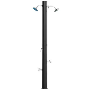 Outsunny 7.1FT Slolar Heated Outdoor Shower, 2-Section 9.2 Gal Outdoor Solar Shower with Free-Rotating Shower Head, Side Tray, Temperature Adjustment & Foot Shower for Backyard Poolside Beach Spa