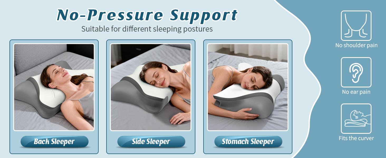 Cervical Neck Pillow for Pain Relief, Bed Pillows for Sleeping, Ergonomic Cooling Pillow, Orthopedic Contour Pillow for Side Back Stomach Sleepers,Neck Support Memory Foam Pillows with Pillow Covers Cervical Neck Pillow for Pain Relief, Bed Pillows for Sleeping, Ergonomic Cooling Pillow, Orthopedic Contour Pillow for Side Back Stomach Sleepers,Neck Support Memory Foam Pillows with Pillow Covers