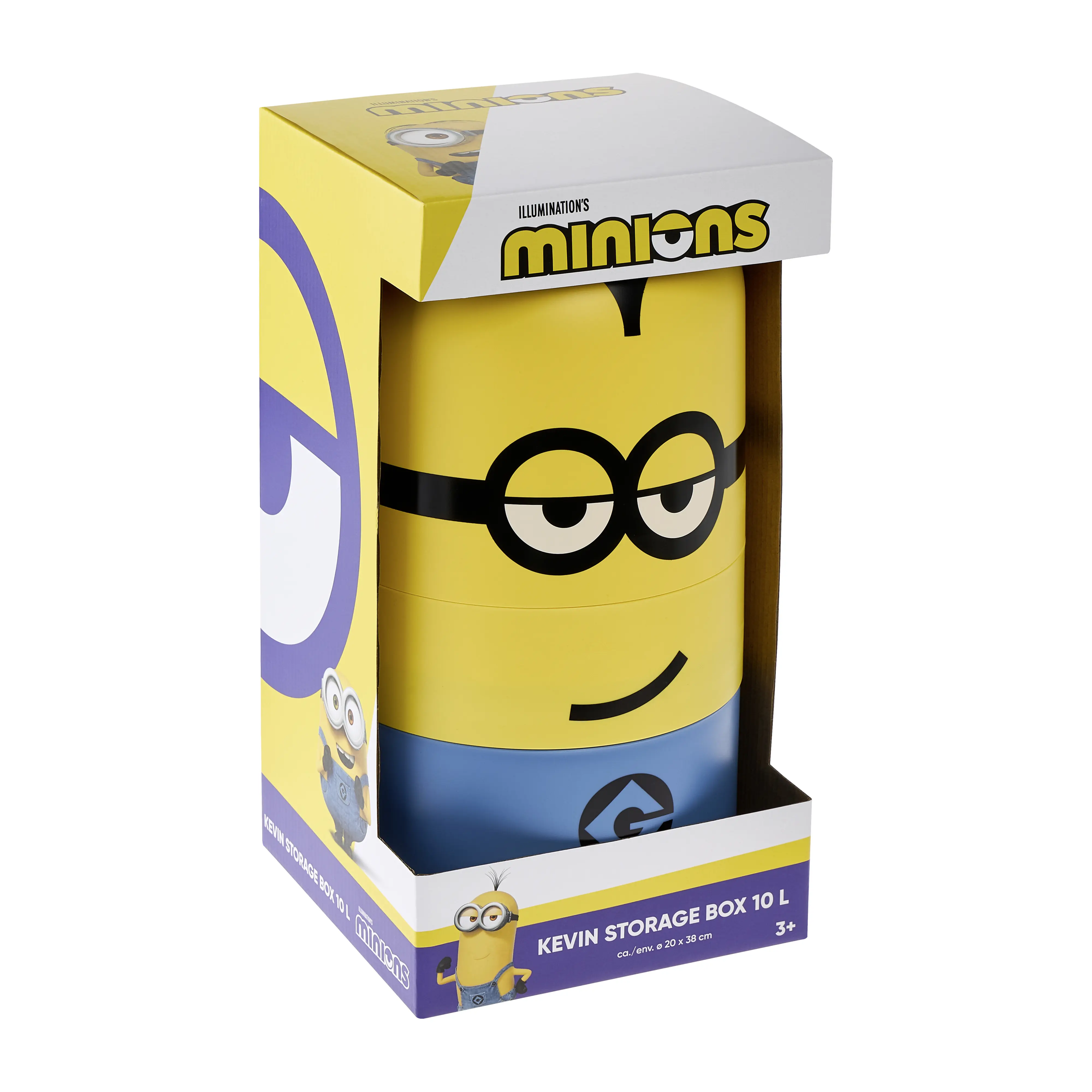 Minions - Kevin - Licensed Despicable Me Design Storage Bin for Adults and Children - Stackable, Portable and Easy to Open - 7.8 x 7.8 x 15 inches