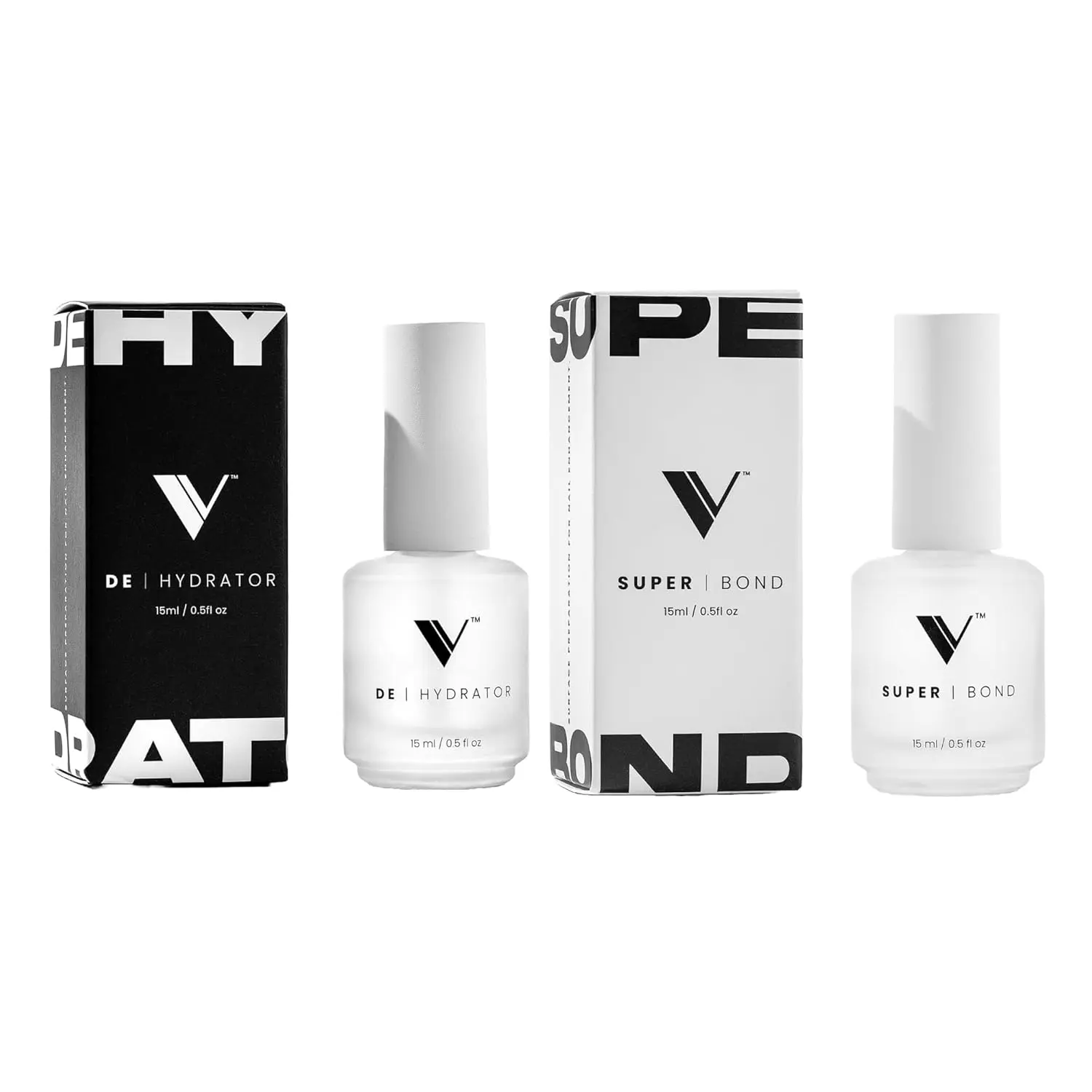 V Beauty Pure 2-Piece Nail Dehydrator & Super Bond Primer Multi-Pack - 15ml Alcohol-Free Nail Supplies, Manicure Prep Set with Butyl Acrylate for Secure Bond, Strong Adhesion, At-Home Manicure, Youth-Focused Care