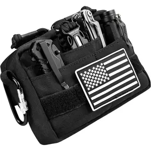 Men's Waist Bag, Waterproof Small Waist Bag, with American Flag Patch, Pocket Organizer, Suitable for Work, Travel, Hiking