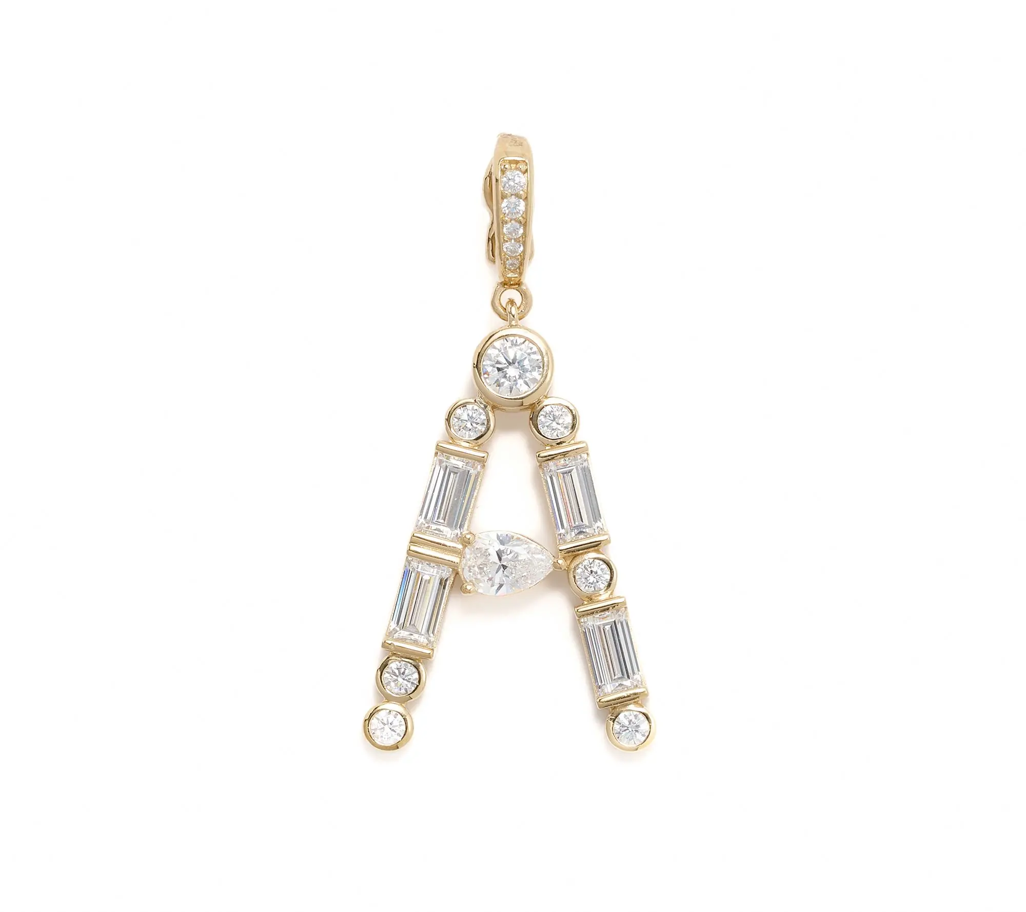 Diamonique x Lulu Frost Initial Charm Enhancer, 14k Plated