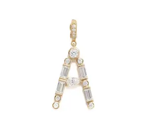 Diamonique x Lulu Frost Initial Charm Enhancer, 14k Plated