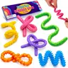 LESONG 6PCS Unisex Flexible Plastic Sensory Tube Fidgets - Quiet, Textured, Smooth, Rolling, Twist to Focus, ADHD Support, Stress Relief, Fidgets for Anxiety, Autism-Friendly Sensory Play, Tactile Play, Car Ride Use, Classroom Supplies