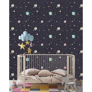 Colorful Stars and Planets Wallpaper