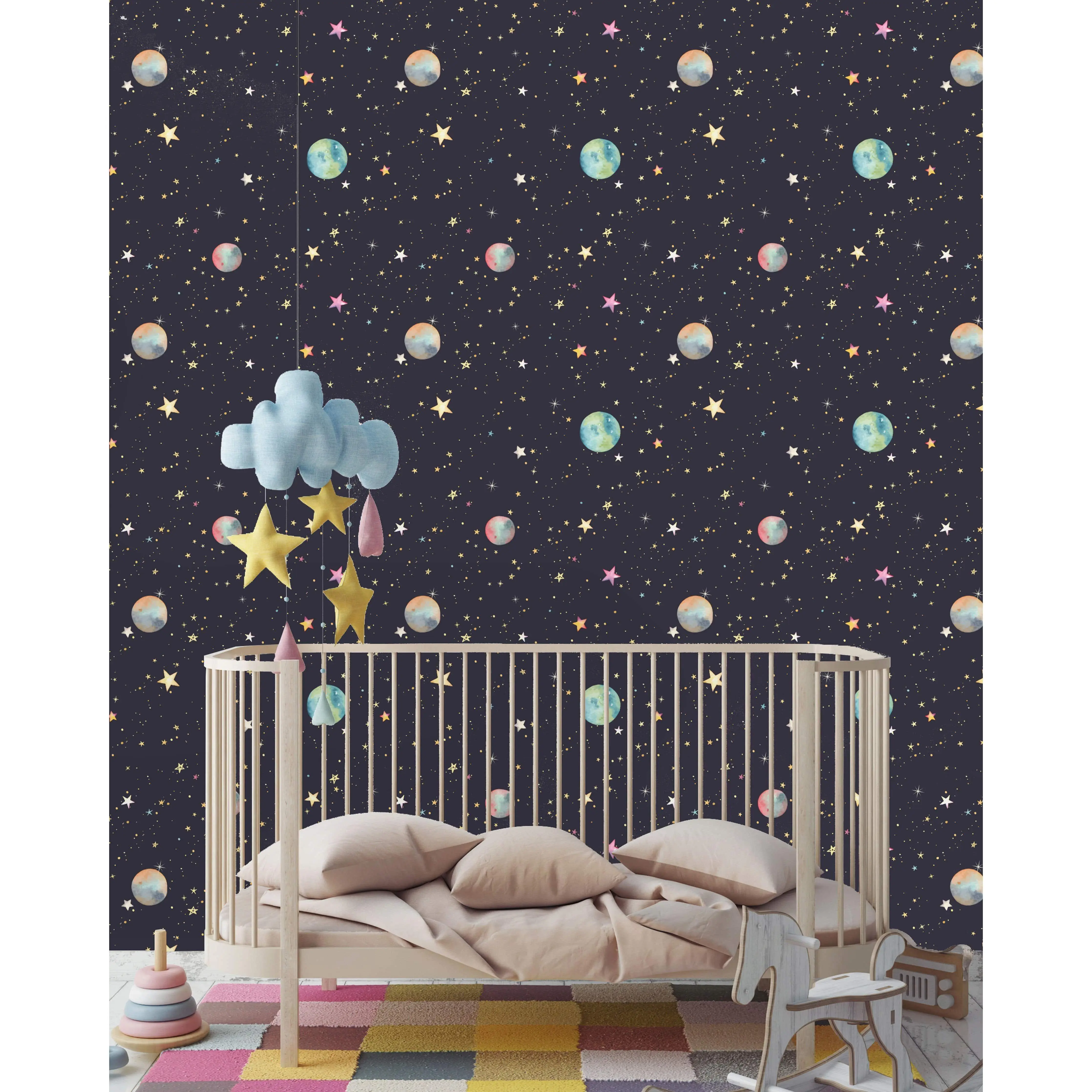 Colorful Stars and Planets Wallpaper