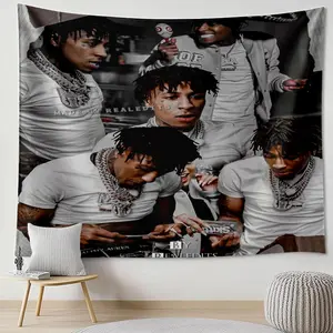 YoungBoy Never Broke Again Backdrop Rapper Tapestry Wall Hanging, Hip Hop Photography Background, Polyester Wall Decor for Bedroom, Music Room, Studio, Gaming Setup, Party Decor