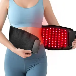 GlowTech Wearable Red Light Therapy Device for Back Waist & Abdominal Muscle Repair 360 LED Lights Home Office Use Great Gift Choice Black Back Pain Relief