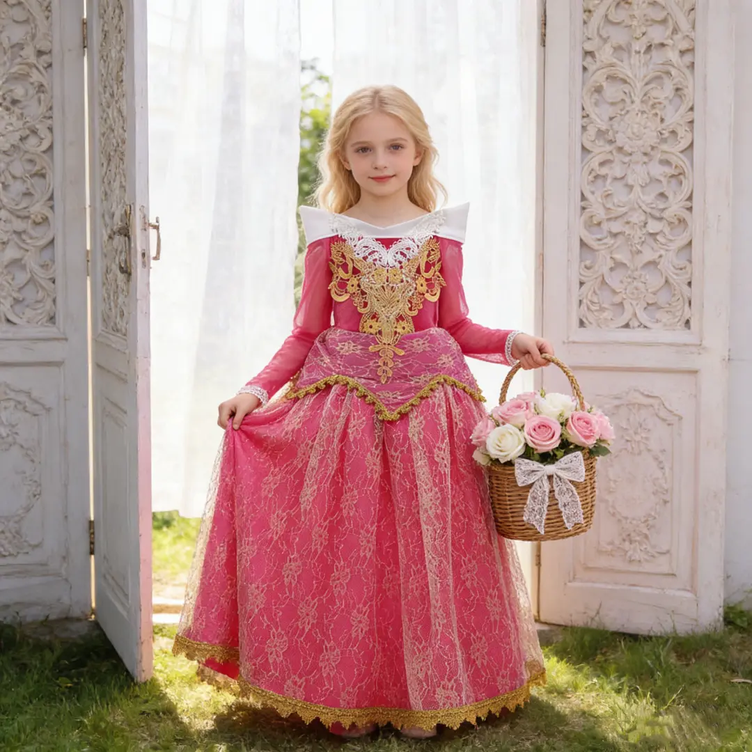 Princess dress girls dress Sleeping Beauty Princess Aurora lace dress Halloween performance costume