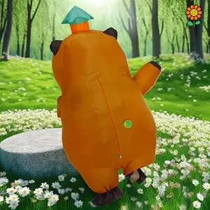 DZP-[Funky Capybara] Funky Orange Inflatable Capybara Costume|     Durable Polyester, Battery-Powered, Includes Fan & Battery Pack, Festive Attire for Ha