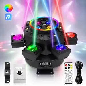 XDV 150W 6-Arm RGBW Moving Head DJ Light - 21cmHx31cmW Bee Eye Light with Laser Starry Sky, Strobe, Music Sync, DMX512, Remote Control, Color Changing for Weddings, Clubs, Live Streams