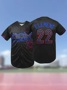 Boyfriend Style Men's Toronto #22 Baseball Jersey, Embroidery Loose Baseball Uniforms,Breathable Outfits Casual Sports Short Sleeves Shirts, For Training and Competition,Casual Wear, Stylish Jersey