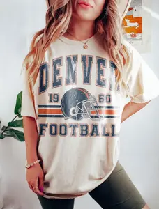 [Sale off up to 50%] Vintage 90s Style Denver Football tshirt, Game Day Shirt, Denver Team Football Shirt, Sunday Denver, Denver Football, Graphic Streetwear T-shirt