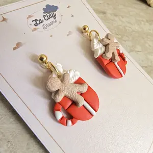 La Clay Dreams Handmade Polymerclay Earrings with Cute Christmas Mugs and Gingerbread Man Design for Festive Wear