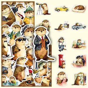 50 Cartoon Otter Cute Personalized Creative Animal Decoration DIY Stickers for Scrapbook, Water Cups, Skateboards, and Cars, Sticker Set