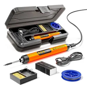 LCD ,portable USB adjustable temperature soldering iron gun, home DIY soldering kit with storage box, electronic soldering tool