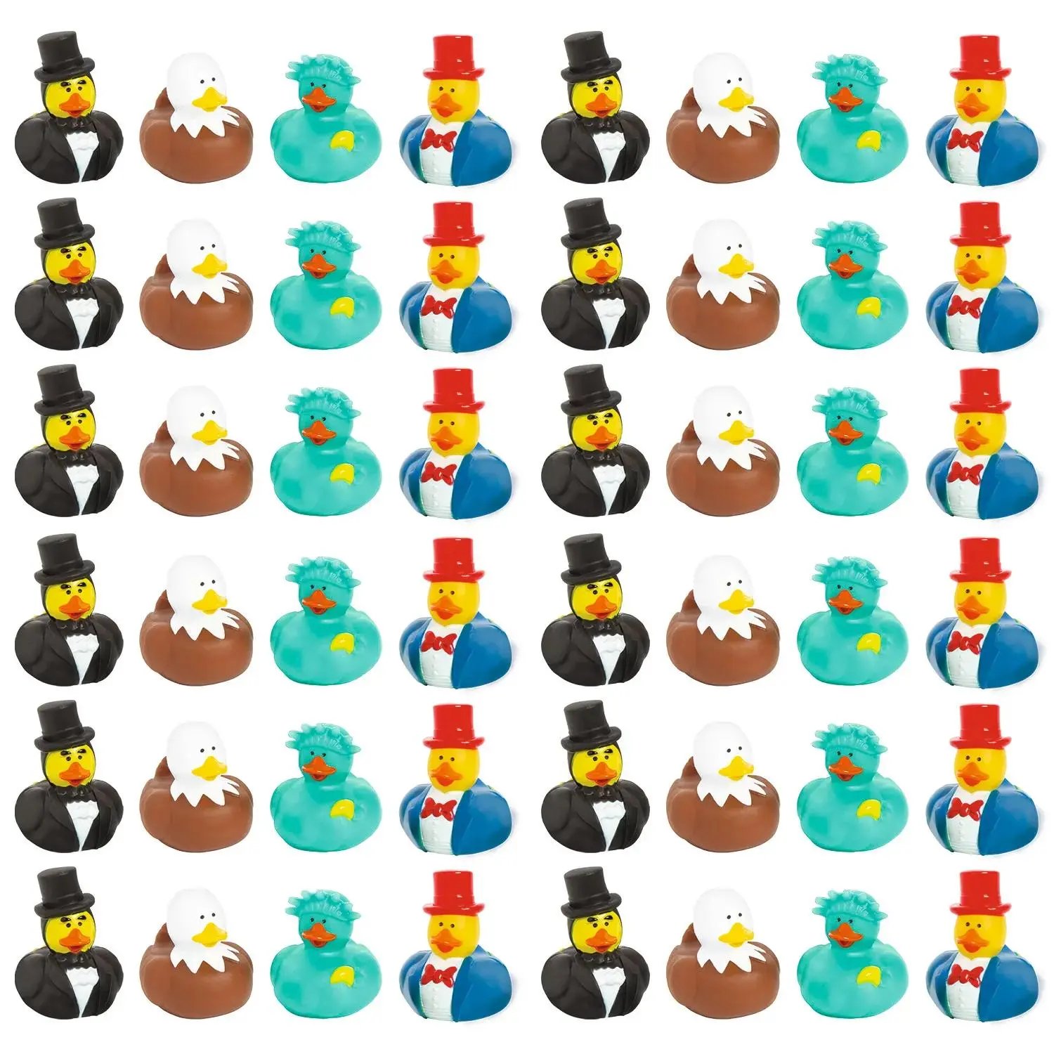 2" Bulk 48 Pc. Vinyl Patriotic Icon Founding Fathers Rubber Ducks