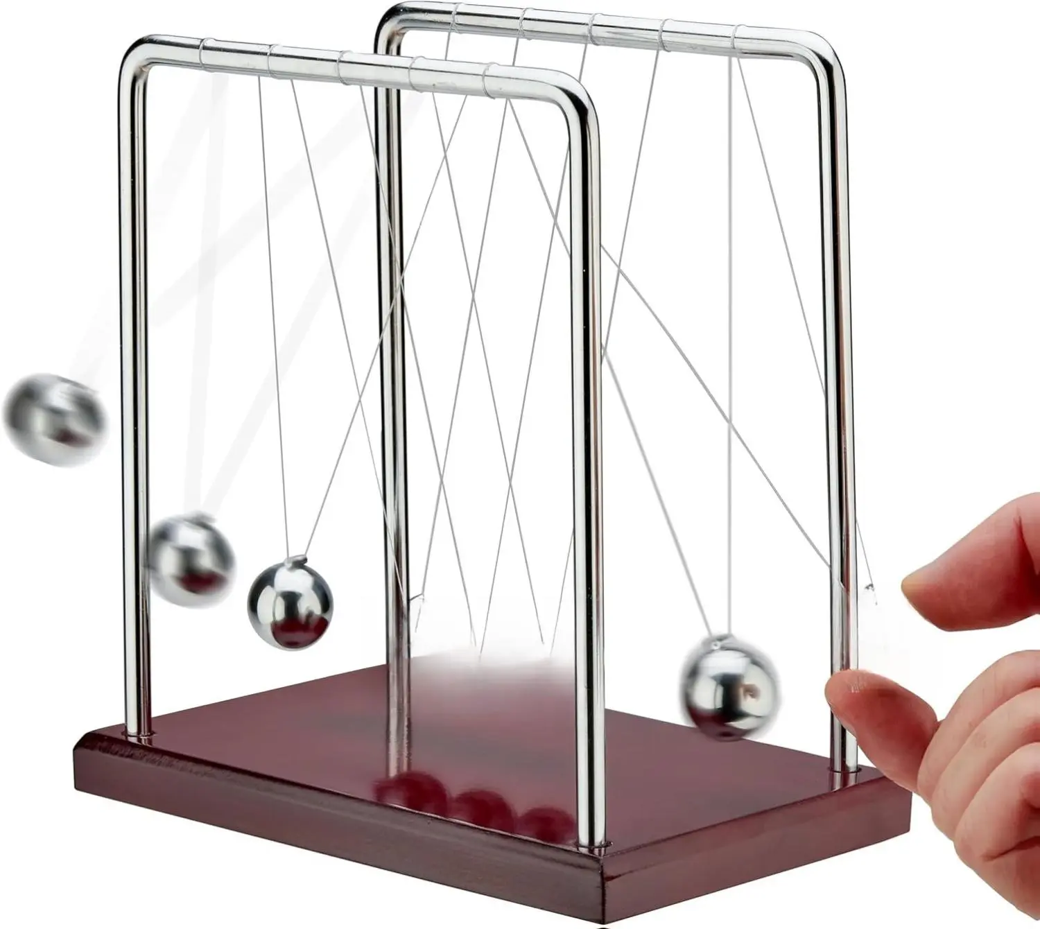 Newton's Cradle Pendulum Balance Balls Science Physics Gadget 5 Beads Brown Kinetic Motion Toy Desktop Decoration Calm Down Fidgets Accessories Physics Learning Desk Toy