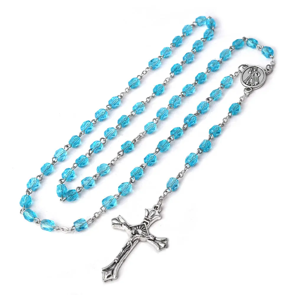 Joyful Harts - Handmade Rosary Beads Birthstone Colors- Rosary Beads Catholic for Women and Men - Birthstone Rosary April - Clear Topaz