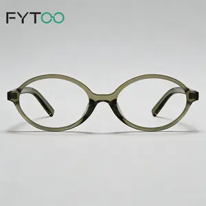 FYTOO Women's Small Oval Glasses, Retro Ultra Light Eyeglasses for Small Faces, Fashion Narrow Frame Prescription Eyewear for Daily Wear