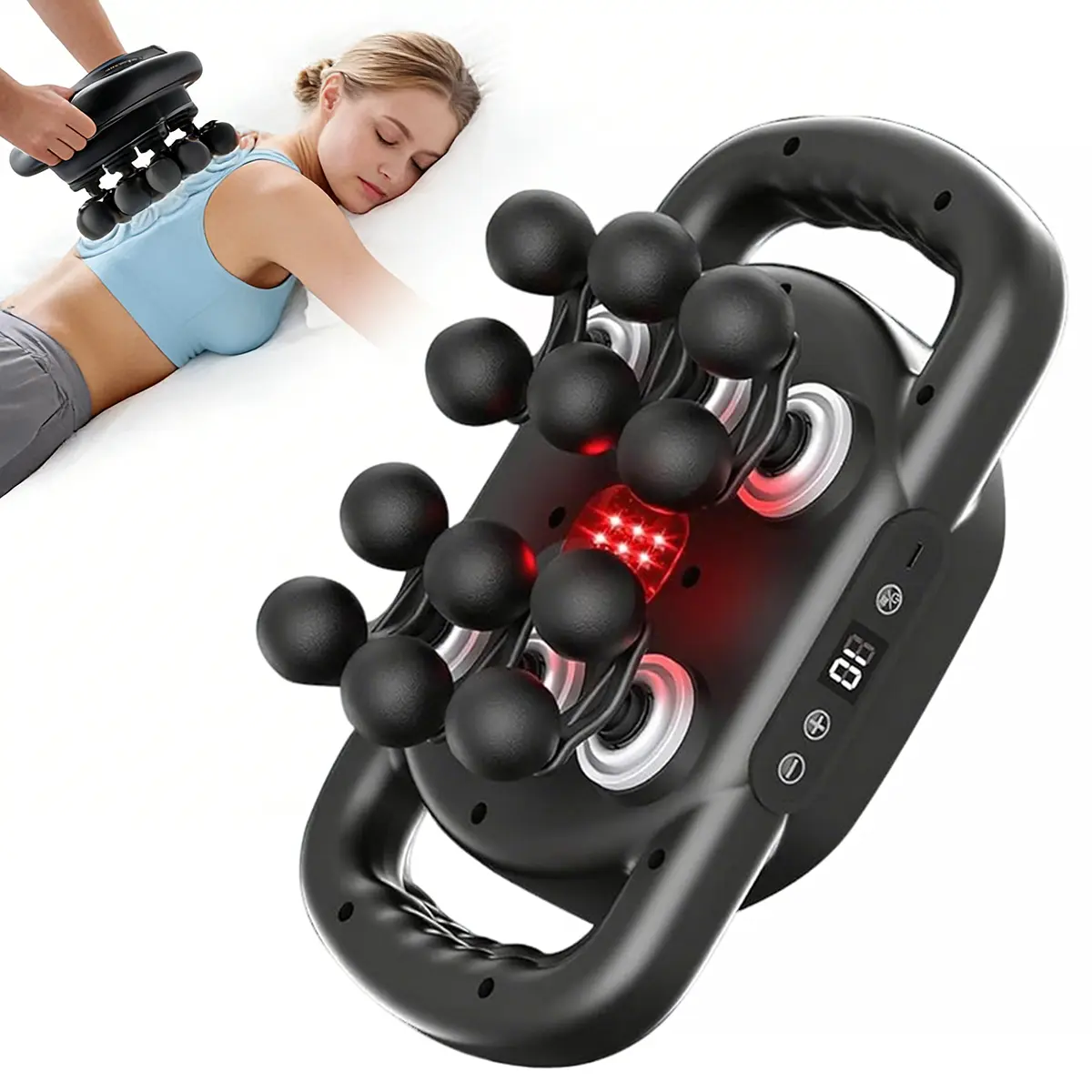 Deep Tissue Percussion Massage Gun for Muscle & Neck Pain Relief, Handheld Electric Body Massager with 12 Heads, 9 Modes, 10 Speeds for Athletes