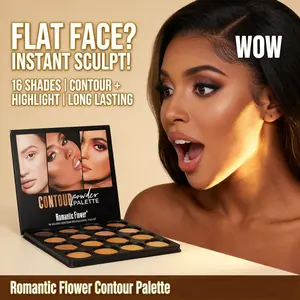 Romantic Flower 16 Color Contour & Highlight Palette, Shimmer Pigment Palette, Matte Bronzer, All-In-One Face Makeup, Long Lasting Powder for All Skin Tones