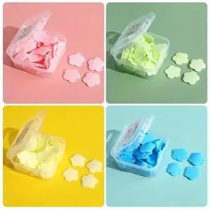 100Pcs/Box Portable Skin Friendly Soft Fresh Hand Washing Toilet Soap Slice Disposable Petal Soaps Flakes Household for Girls/travel Hand Cleaning Product