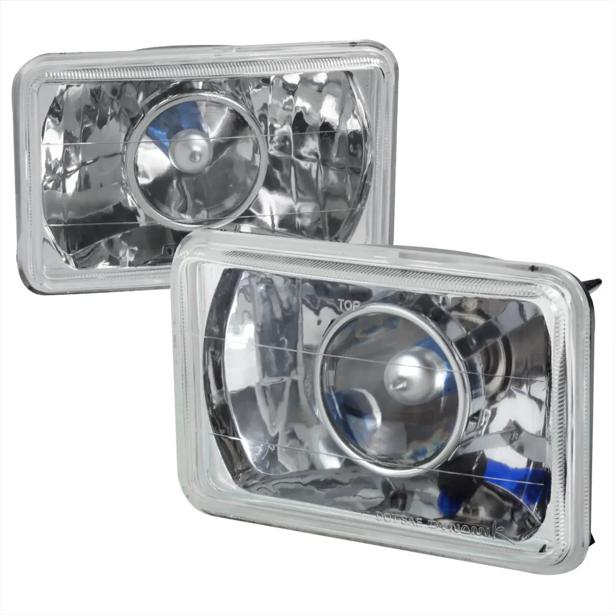 Universal 4"x6" H4 Projector Headlights (Chrome Housing/Glass Lens) Universal 4"x6" H4 Projector Headlights (Chrome Housing/Glass Lens)