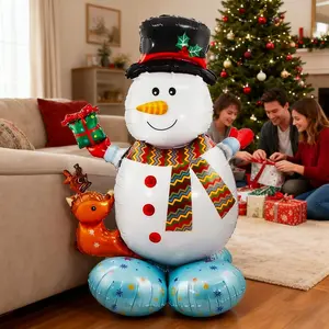Christmas Party Balloons Decorations - Large Snowman Foil Balloon for Winter Holiday Party Supplies High-Quality Reusable Red & Green Balloons