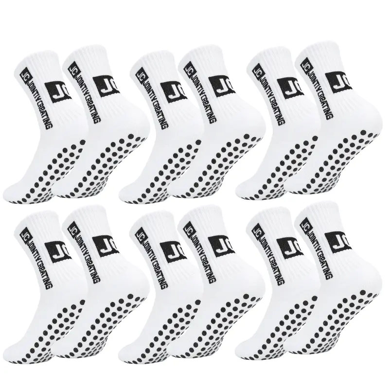 6/10 Pairs Soccer Grip Socks for Men Women - Non Slip Athletic Cushion Crew Socks, Breathable Football Basketball Sports Socks Multipack