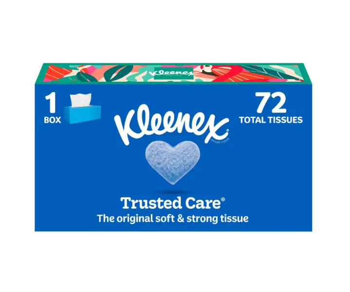 Kleenex Trusted Care 2-Ply Flat Box Facial Tissues, 1 Pack (72 Total Tissues)