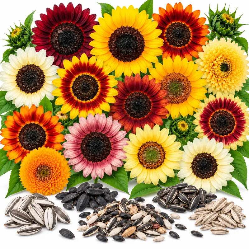 CZ GRAIN 15-Variety Heirloom Sunflower Mix Seeds - Easy to Grow, Pollinator-Attracting, Full Sun Home Planting Seeds for Gardeners with Individual Packs