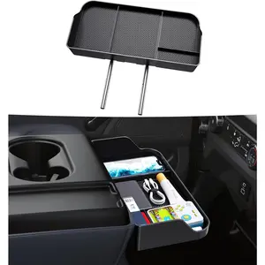 Front Center Seat Headrest Organizer Compatible with 2011-2025 Ford F150 F250 F350 F450 F550 F650, Center Console Container Storage Box Armrest Tray Accessories (Jump Seat Only)