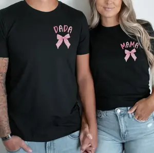 Pink Bow First Birthday Shirt, Pink Bow Party Shirt, Mama Dada Matching Family T-Shirt, Mommy And Me Tee, Best Gift For Family