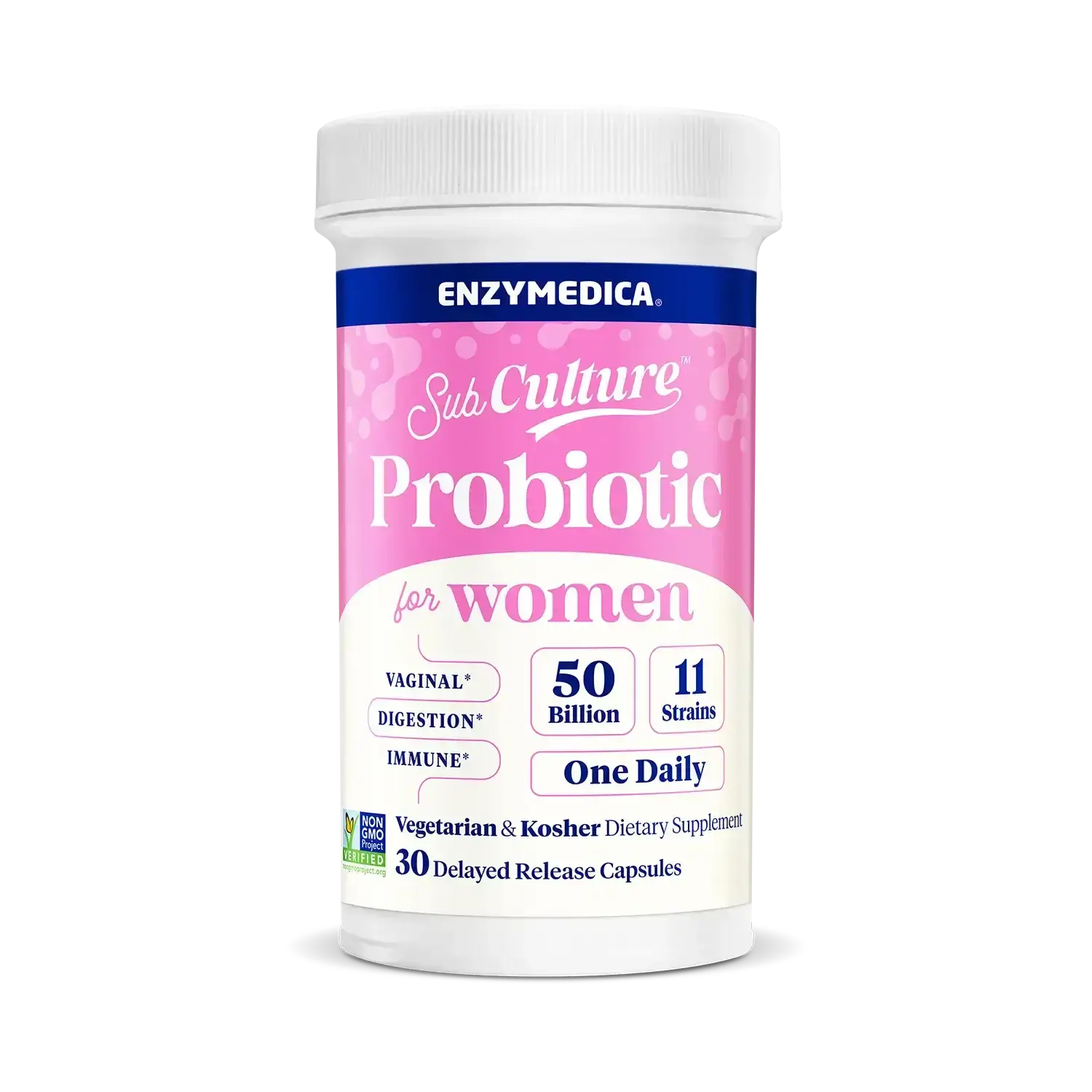 Enzymedica SubCulture Probiotic Supplement for Women - Women's Probiotic for Vaginal & Urinary Health Support, 50 Billion CFU, Supports Immune & Gut Health, Microbiome Balance, Vegetarian