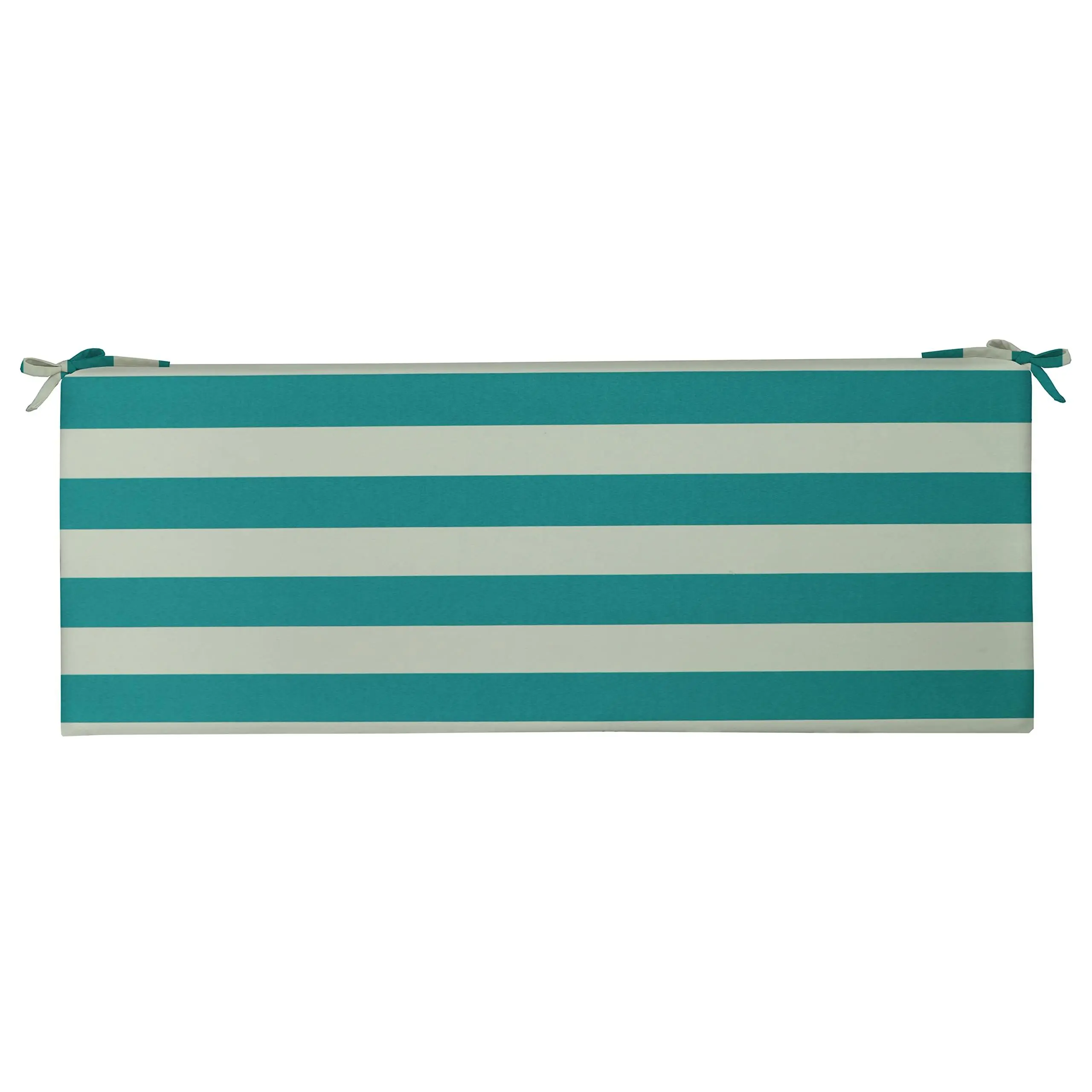 RSH Décor Foam Bench Cushion For Indoor Outdoor Use, 72” x 18” x 2” With Ties, Cancun & White Stripe