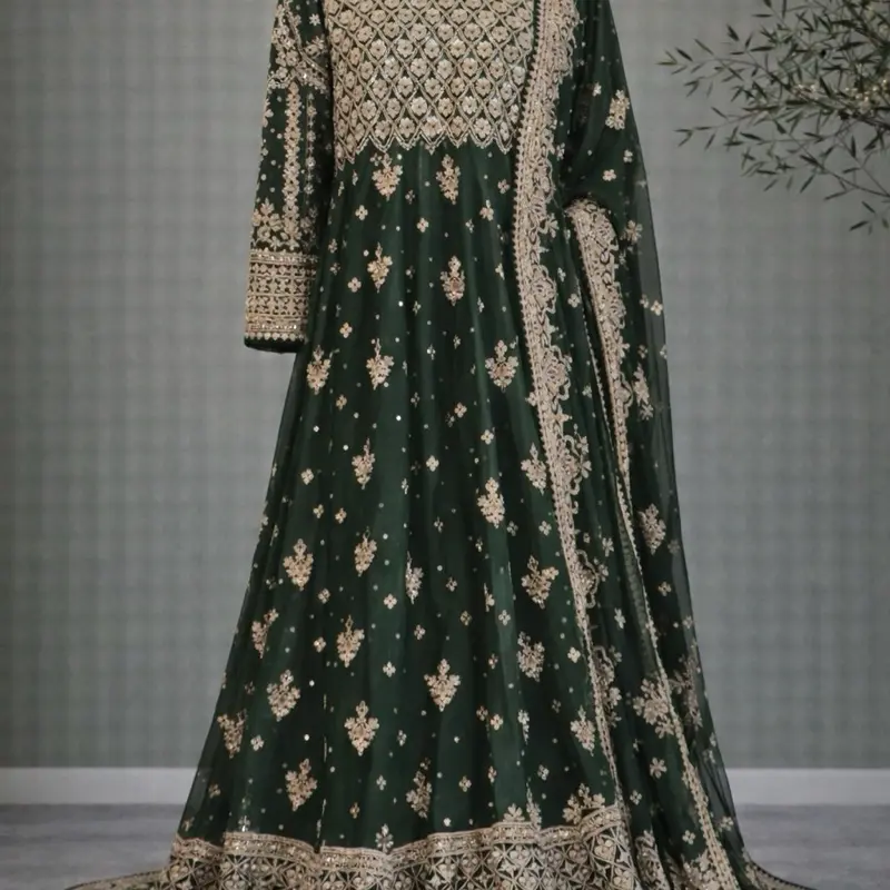 Bottle Green Bridal/ Guest Mehndi Gown size L