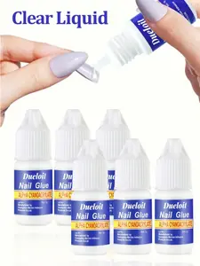 （6 pcs ）Quick-Dry Nail Glue Set With Glitter UV Acrylic Rhinestone Press-On Nail Strong Adhesive False Nails Manicure Tools