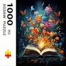 1000 Piece Flower and Butterfly Book Theme Puzzle, Jigsaw Puzzle, Large Adult Family Interactive Toy, DIY Home Decor Brain Challenge, Holiday Scene, Mixed Colors