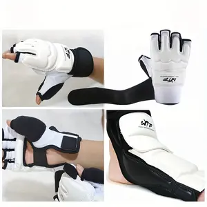 1 Pair Hand Guards And 1 Pair Foot Guards, 1 Set Taekwondo Gloves And Foot Guards, for Boxing Practical, Punching And Combat Training