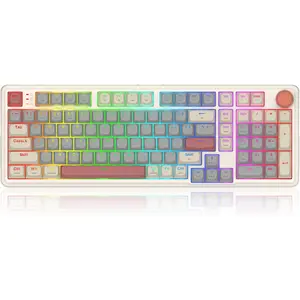 Redragon K768 PRO 100 Keys Wireless Gasket RGB Gaming Keyboard, Massive 8000 mAh PBT Mechanical Keyboard w/Hot-Swap Socket, Dedicated Knob Control & 5-Layer Noise Dampening, Custom Yolk Linear Switch