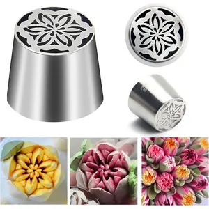 Extra Large Russian Piping Tip, Stainless Steel Rose Floral Piping Nozzle,Edible Flowers for Cake Decorating,Marshmallow Decorating Kit,Icing Tips for Flower Cake Decorations, SL50 Bakeware Pastry