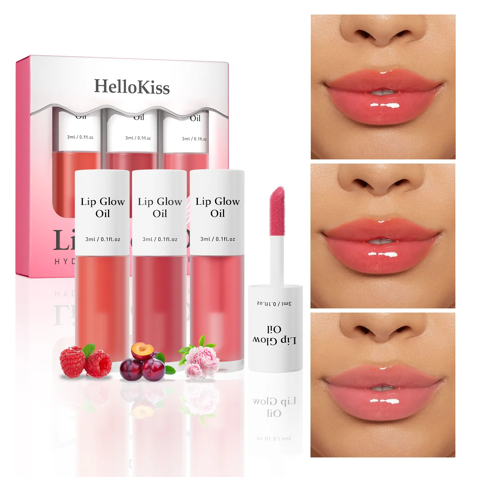 Honey Apple Coconut Moisturizing Lip Oil, Non-Sticky Lip Gloss, Fruit Flavor Lip Balm, Hydrating Lip Care, Long-Lasting Shine, Glossy, Daily